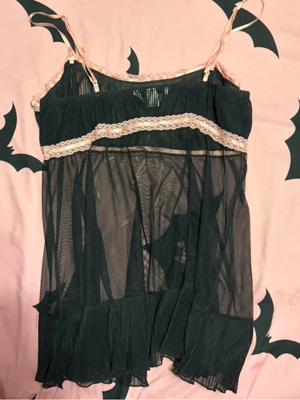Victoria's Secret Black and Pink Sheer Lace Babydoll - Picture 7 of 8